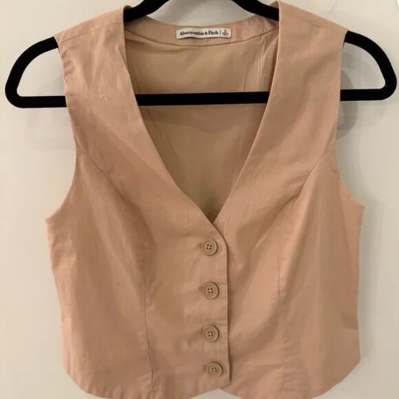 Abercrombie & Fitch Women’s Tailored Vest Set Top - Size L - Tan - Picture 3 of 3